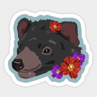 Tasmanian Devil with Flowers Sticker